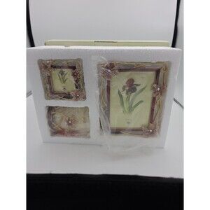 Home Accents Lifestyles 3 Pc Floral Jeweled Metal Picture Frame Set New in Box